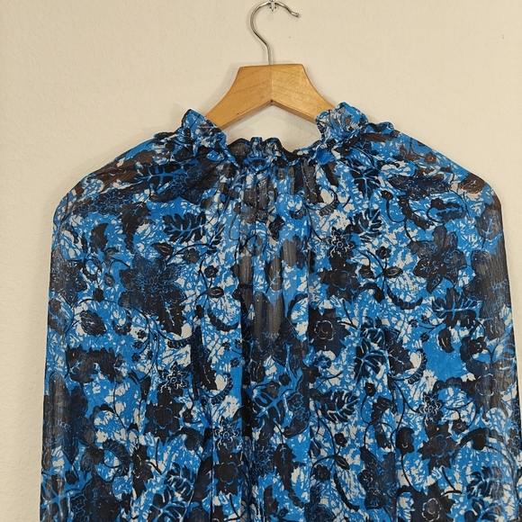 Anthropologie Sheer Printed Peasant Floral Long Sleeve Boho Blouse Size XS - Picture 14 of 15
